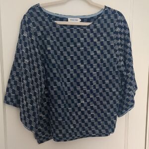 Blue and White Patterned Top